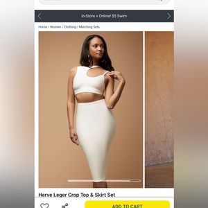 Forever 21 Herve Leger white skirt set